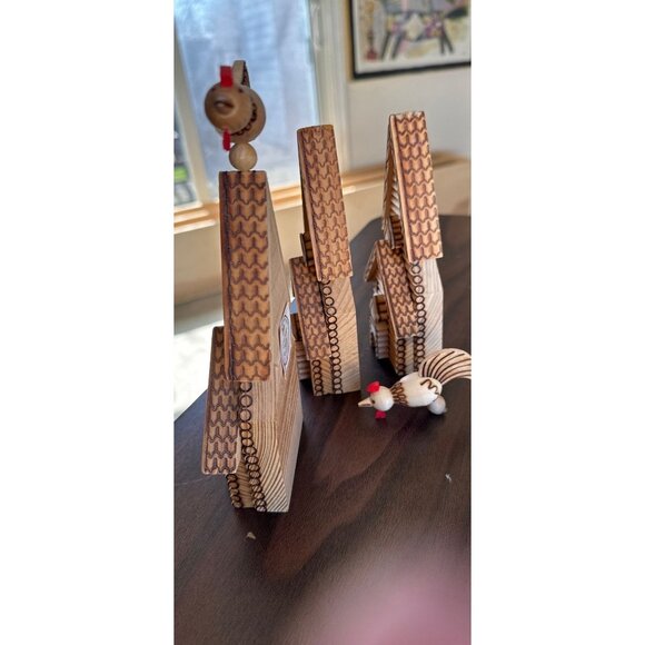 Vintage 1979 Lot of 3 Russian Wooden Folk Art House Church Souvenir Teremok - Picture 4 of 10